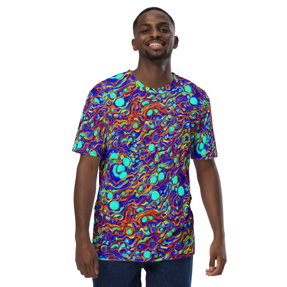 Aqua Flame on Men's Crew Neck T-Shirt — Front