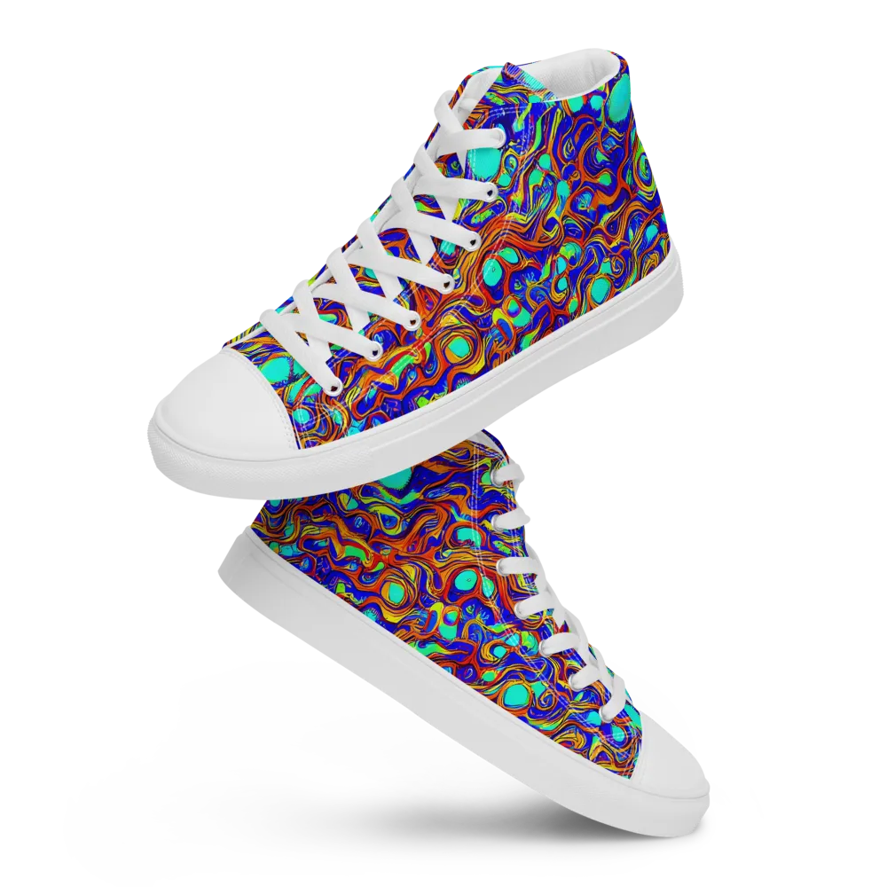 Aqua Flame on Men's High Top Canvas Shoes — Front