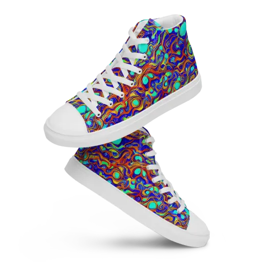 Aqua Flame on a Men's High Top Canvas Shoes