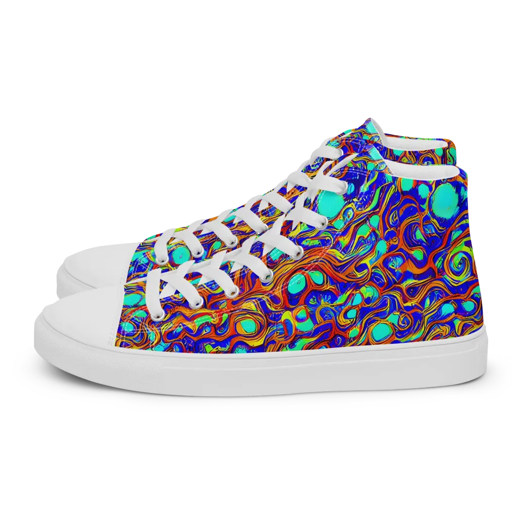 Aqua Flame on Women's High Top Canvas Shoes — Left