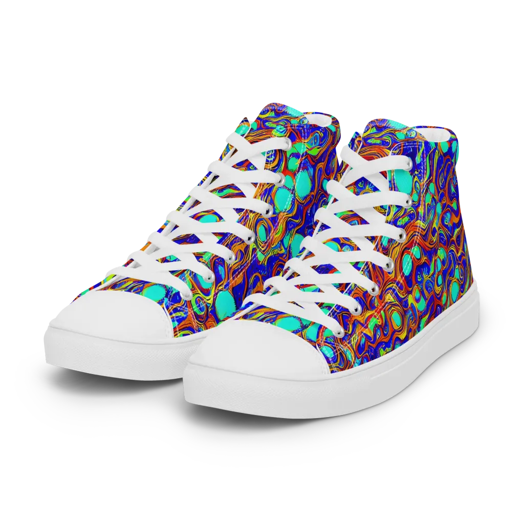 Aqua Flame on Women's High Top Canvas Shoes — Left Front