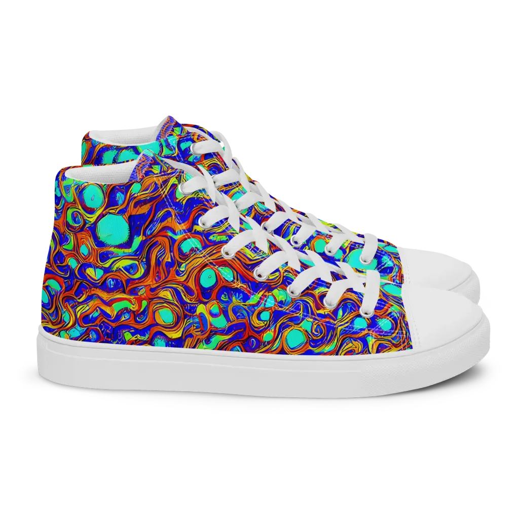 Aqua Flame on Women's High Top Canvas Shoes — Right