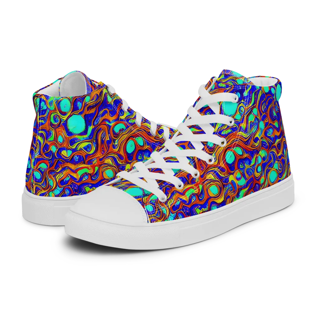 Aqua Flame on Women's High Top Canvas Shoes — Left