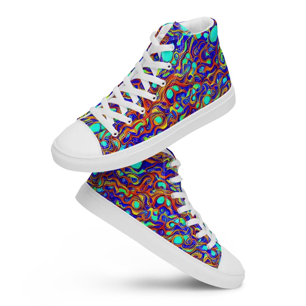 Aqua Flame on Women's High Top Canvas Shoes — Front