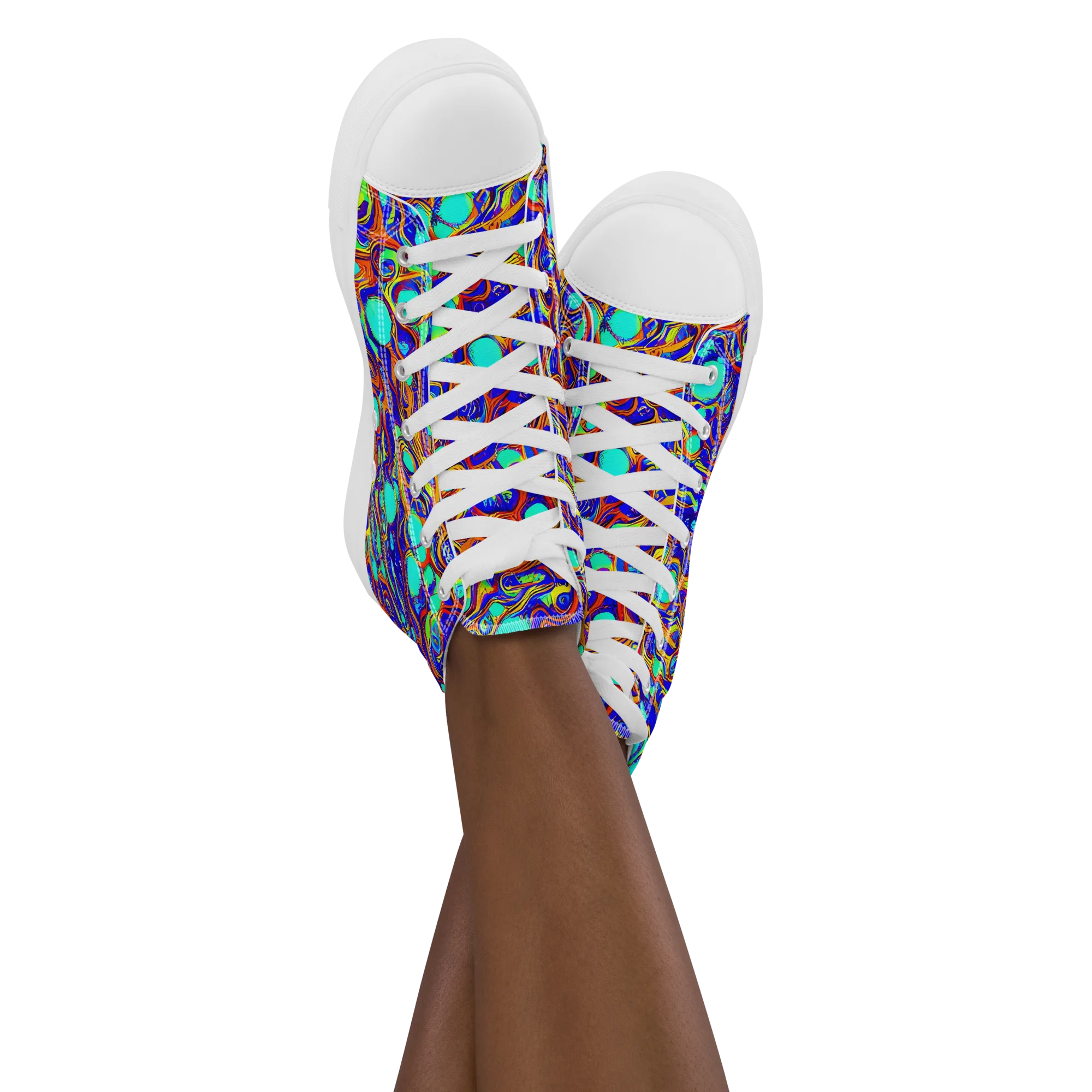 Aqua Flame on Women's High Top Canvas Shoes — Front