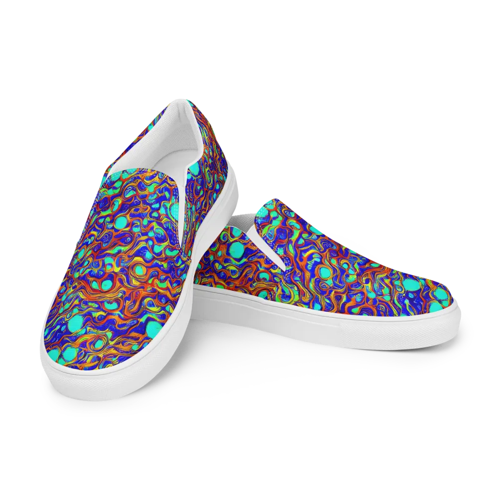 Aqua Flame on Men's Slip-On Canvas Shoes — Left Front