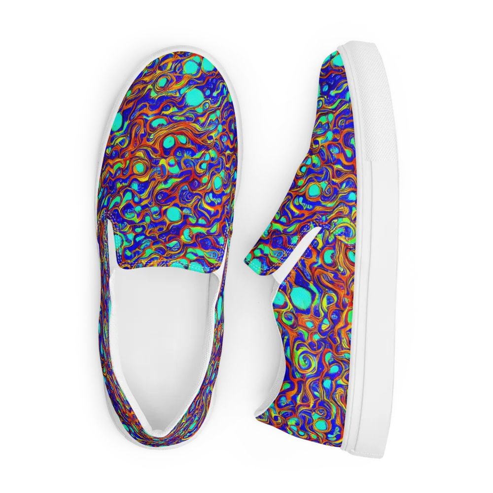 Aqua Flame on Men's Slip-On Canvas Shoes — Front