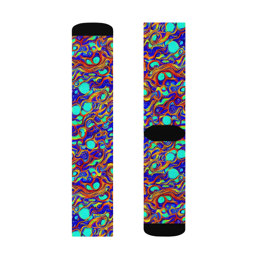 Aqua Flame on Socks — Left Sock