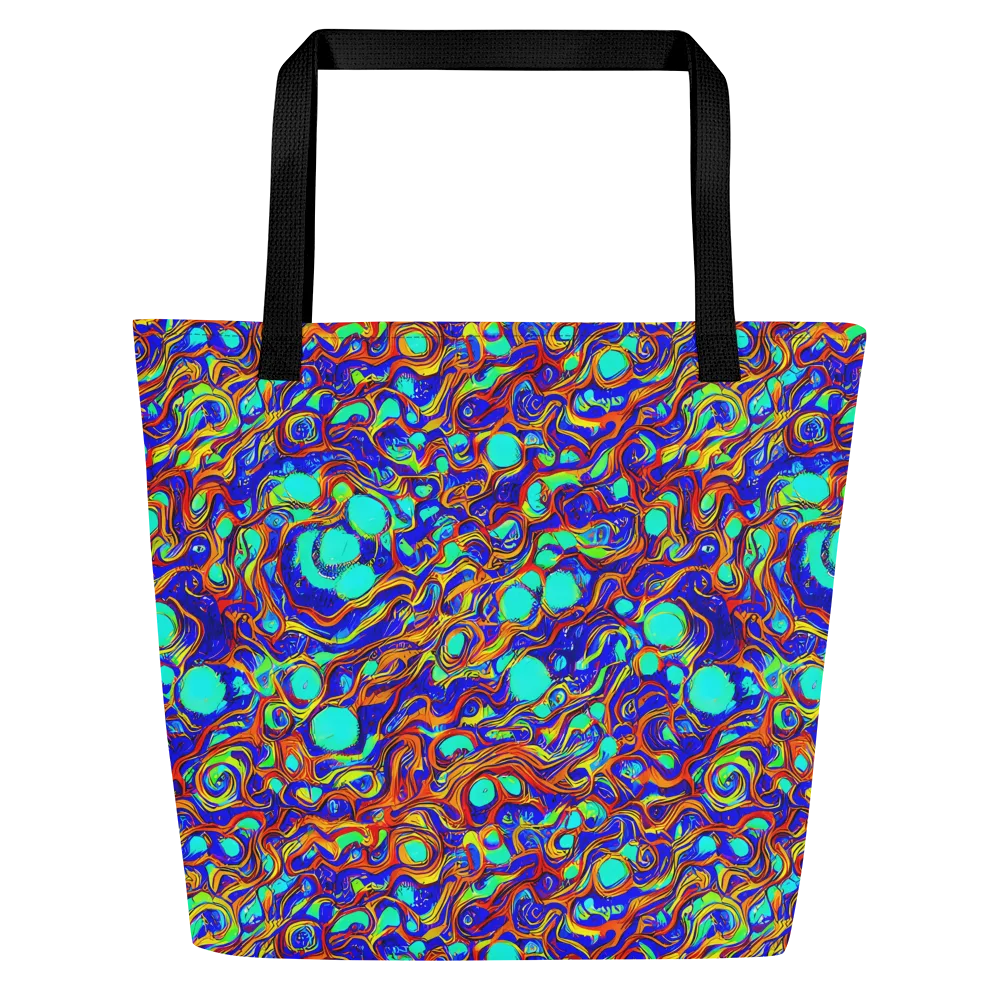 Aqua Flame on Large Tote Bag W/ Pocket — Front