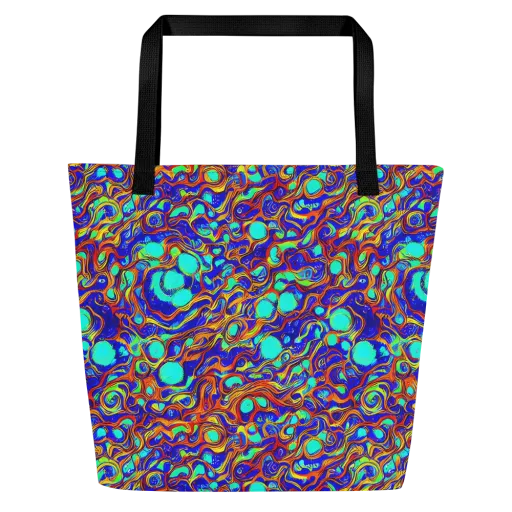 Aqua Flame on a Large Tote Bag W/ Pocket