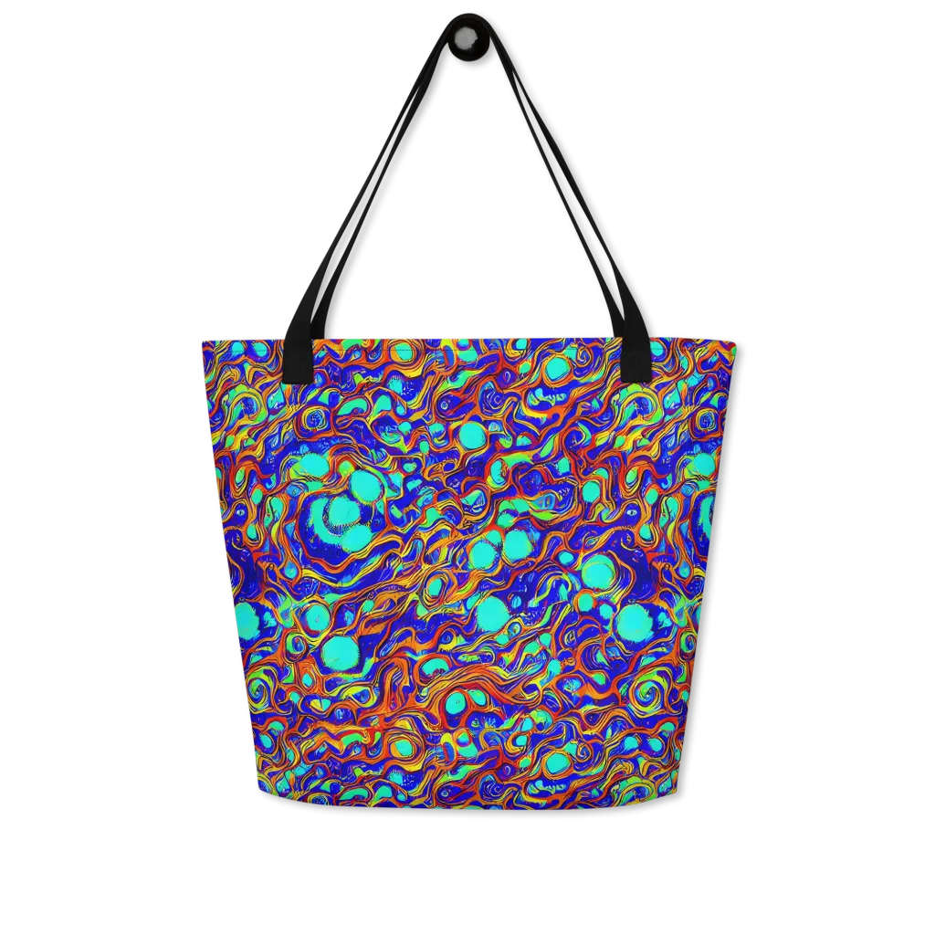 Aqua Flame on Large Tote Bag W/ Pocket — Front