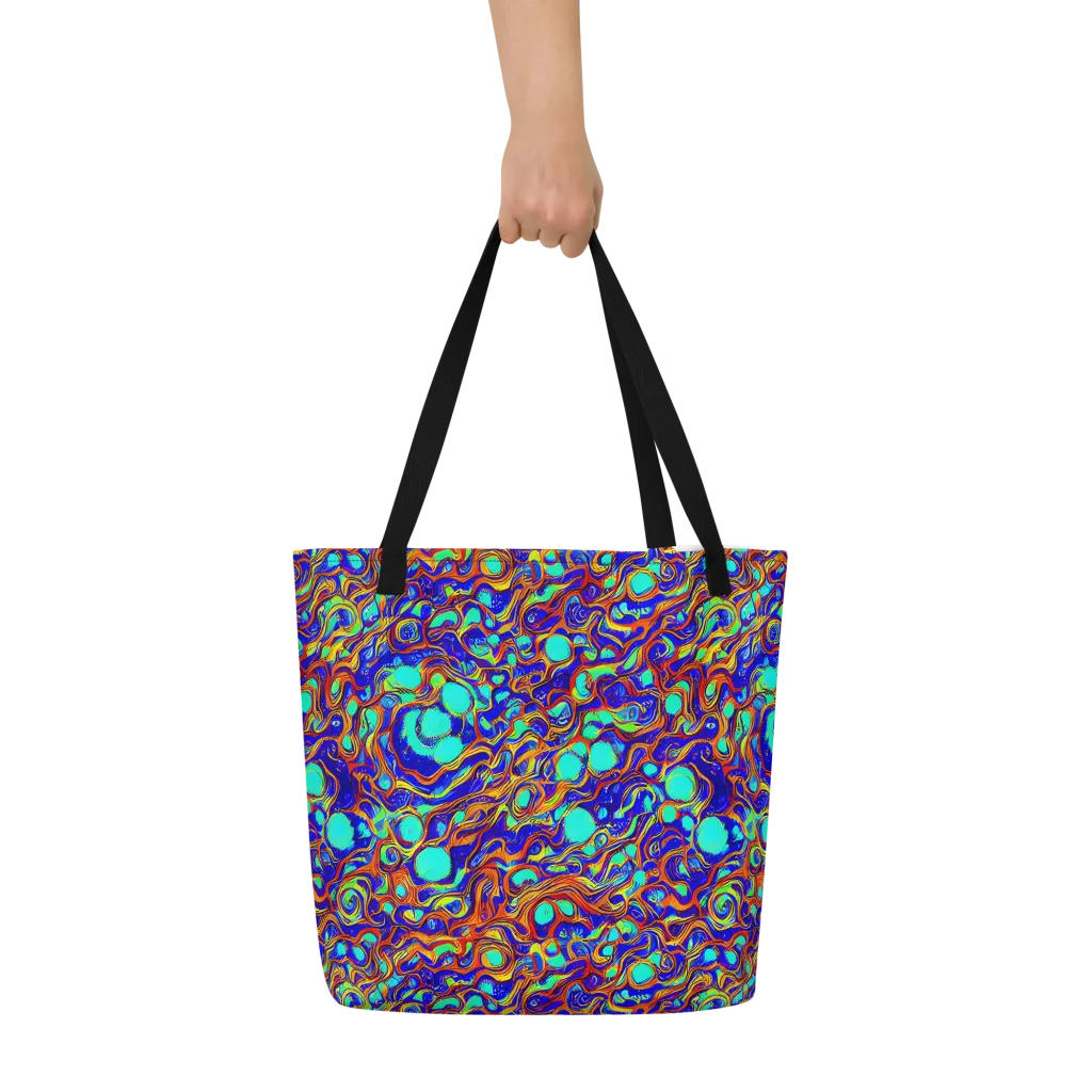 Aqua Flame on Large Tote Bag W/ Pocket — Front