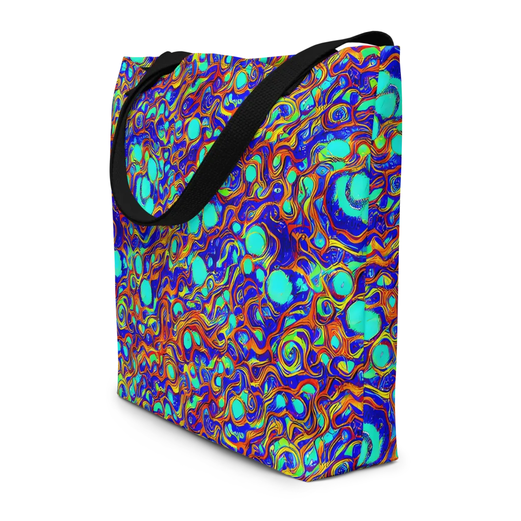 Aqua Flame on Large Tote Bag W/ Pocket — Front