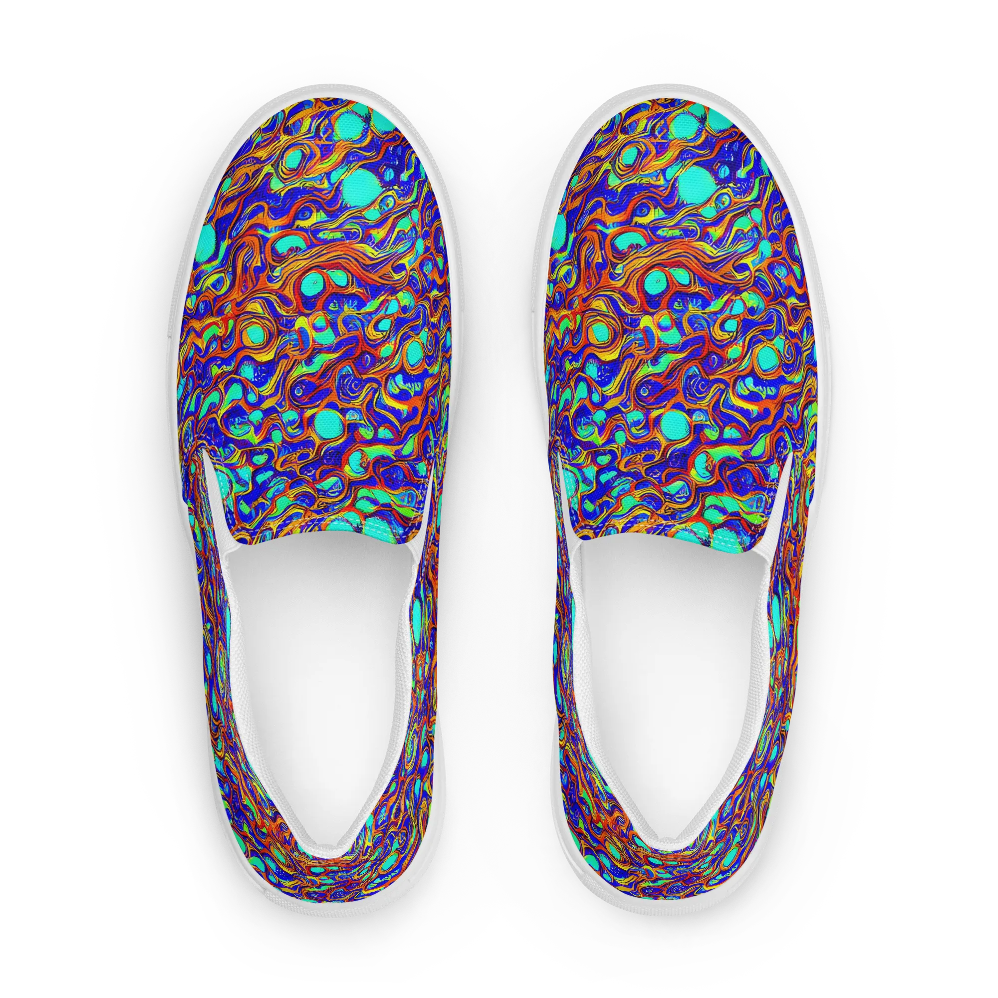Aqua Flame on Women's Slip-On Canvas Shoes — Front