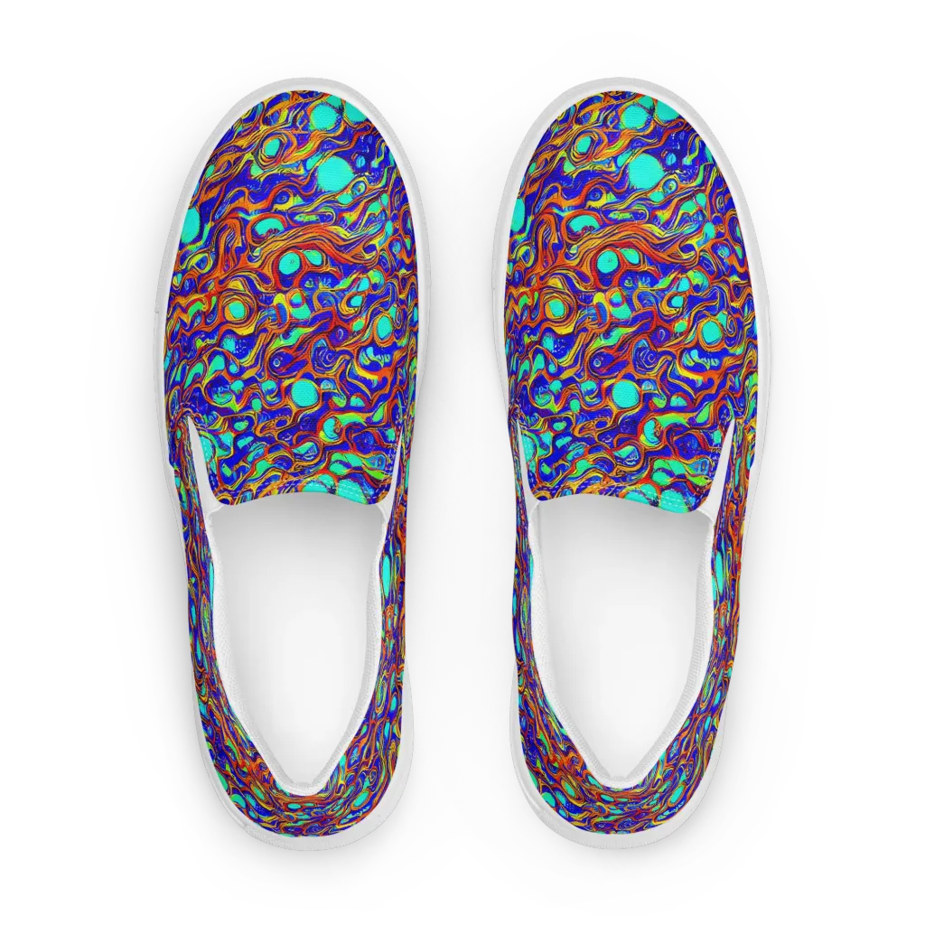 Aqua Flame on Women's Slip-On Canvas Shoes — Front
