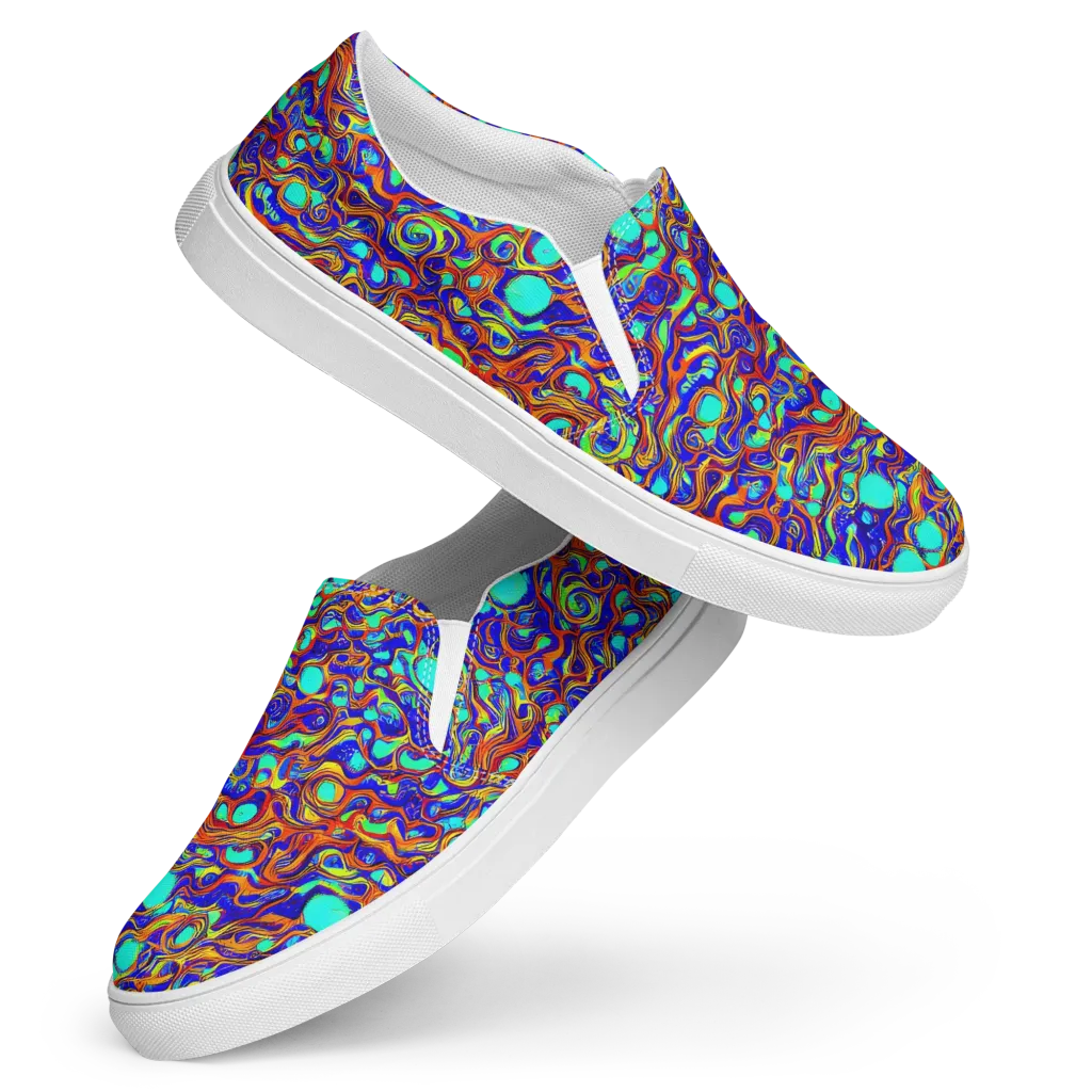 Aqua Flame on Women's Slip-On Canvas Shoes — Front