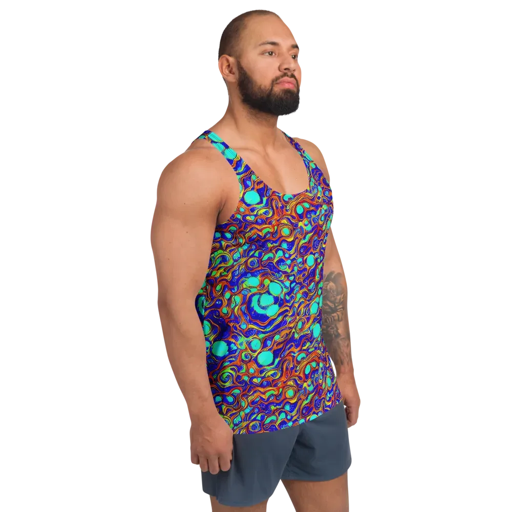 Aqua Flame on Men's Tank Top — Right Front