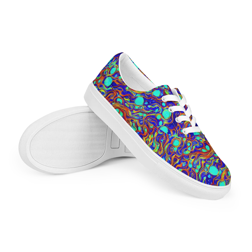 Aqua Flame on Men's Lace-Up Canvas Shoes — Right Front