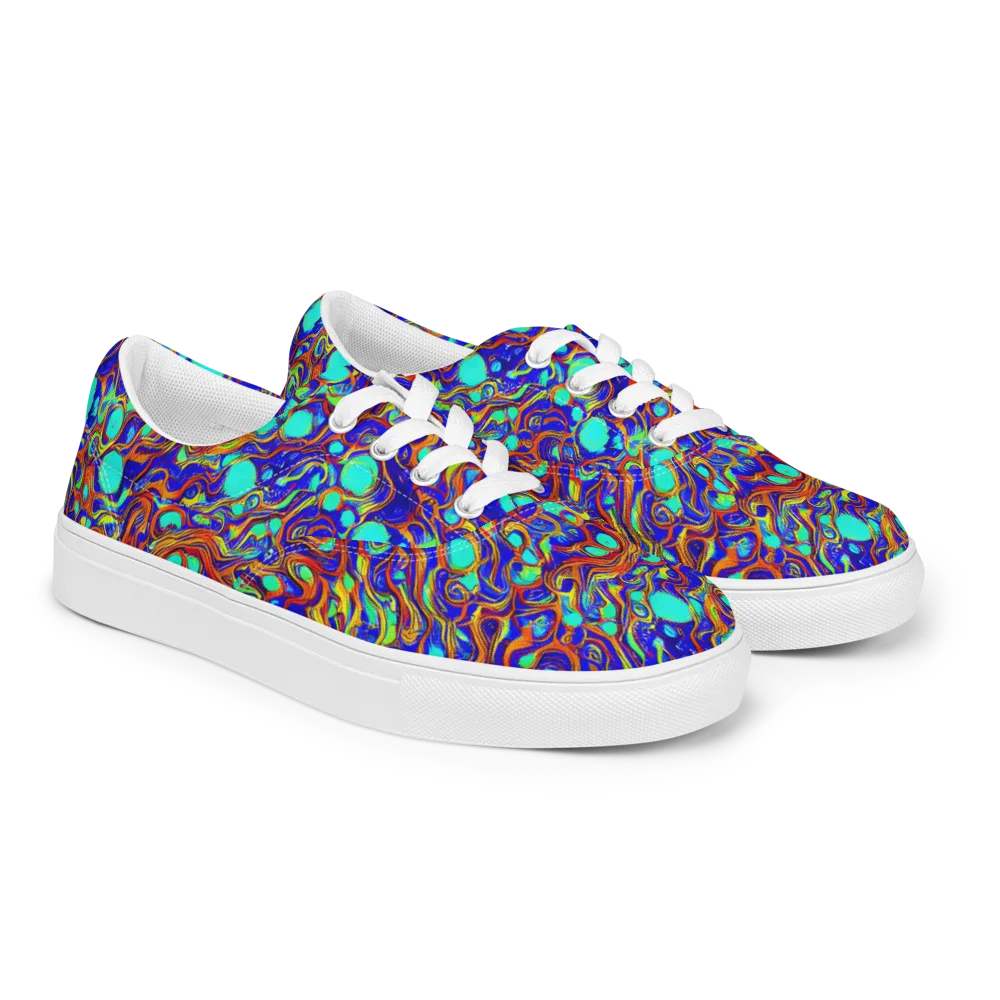 Aqua Flame on Men's Lace-Up Canvas Shoes — Right Front