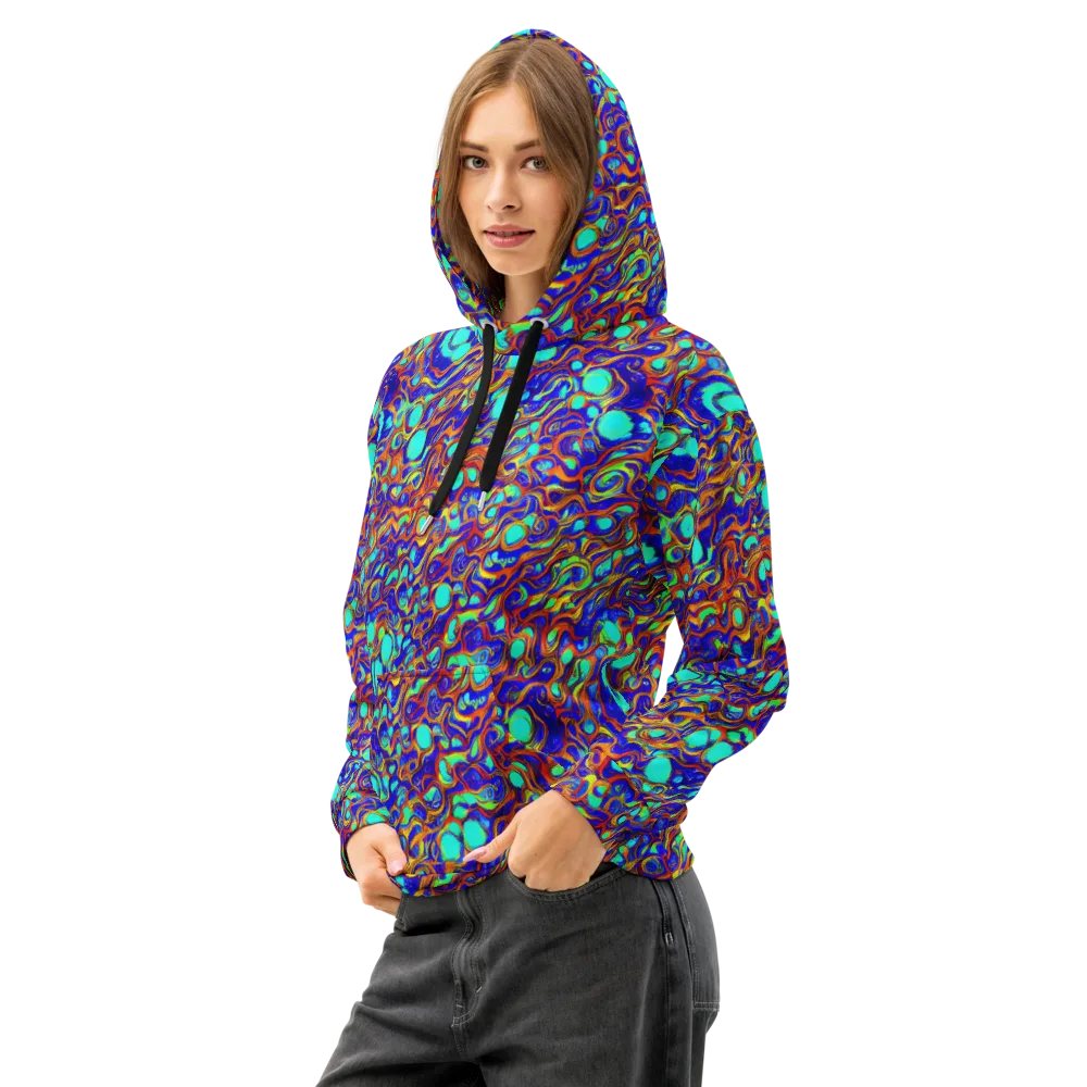 Aqua Flame on Cotton Hoodie — Left Front