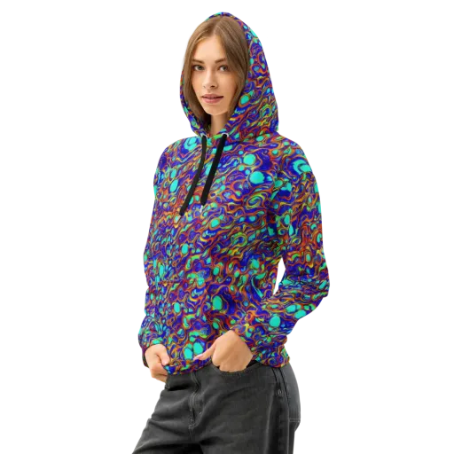 Aqua Flame on a Cotton Hoodie