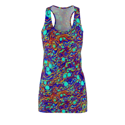 Aqua Flame on a Racerback Dress