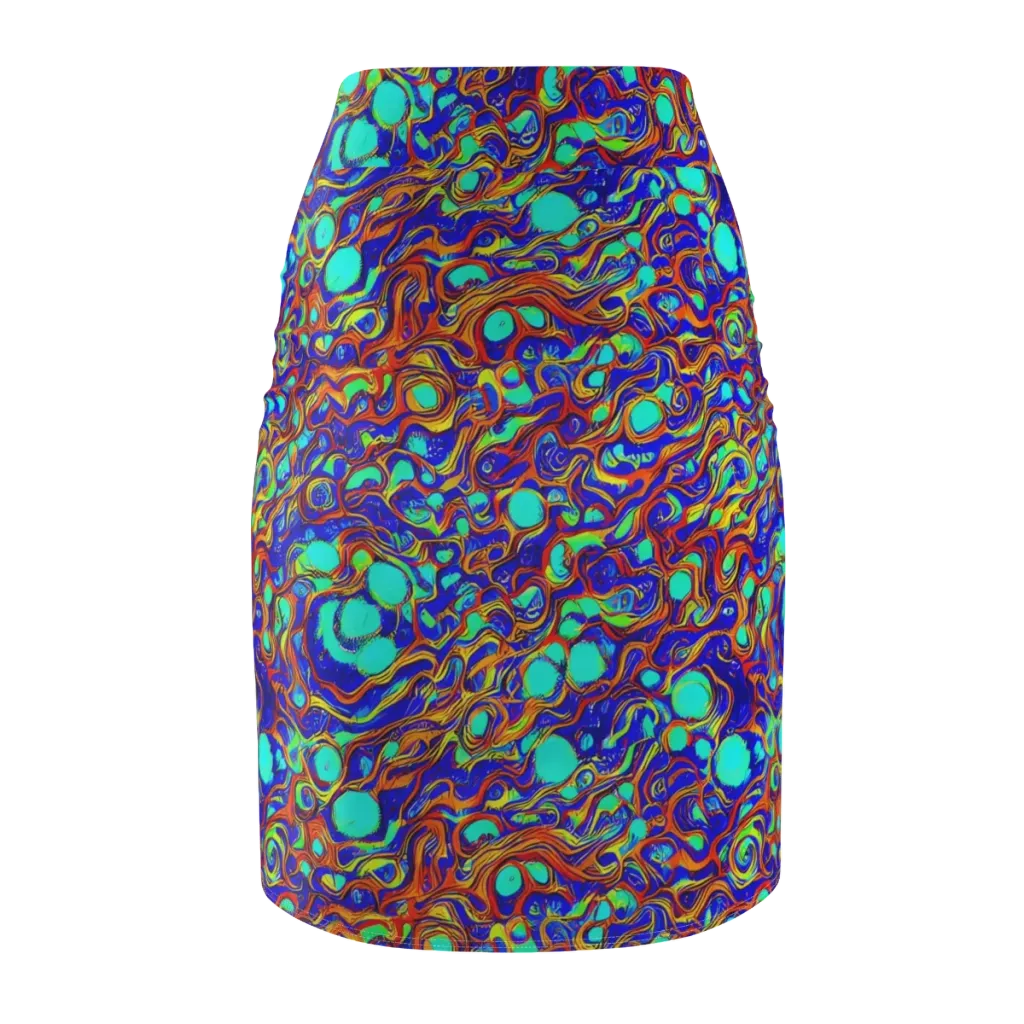 Aqua Flame on Pencil Skirt — Back