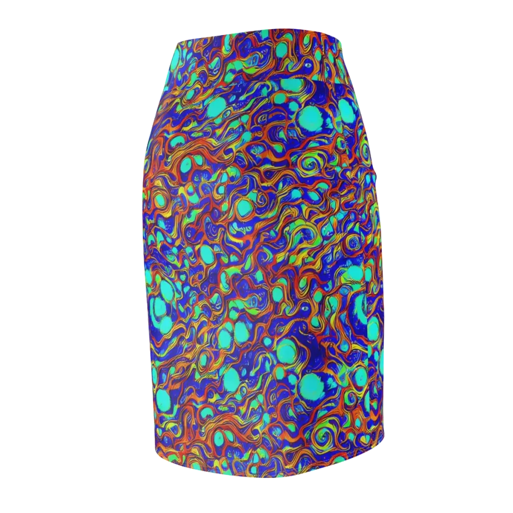 Aqua Flame on Pencil Skirt — Back Side