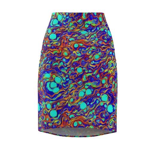 Aqua Flame on a Pencil Skirt