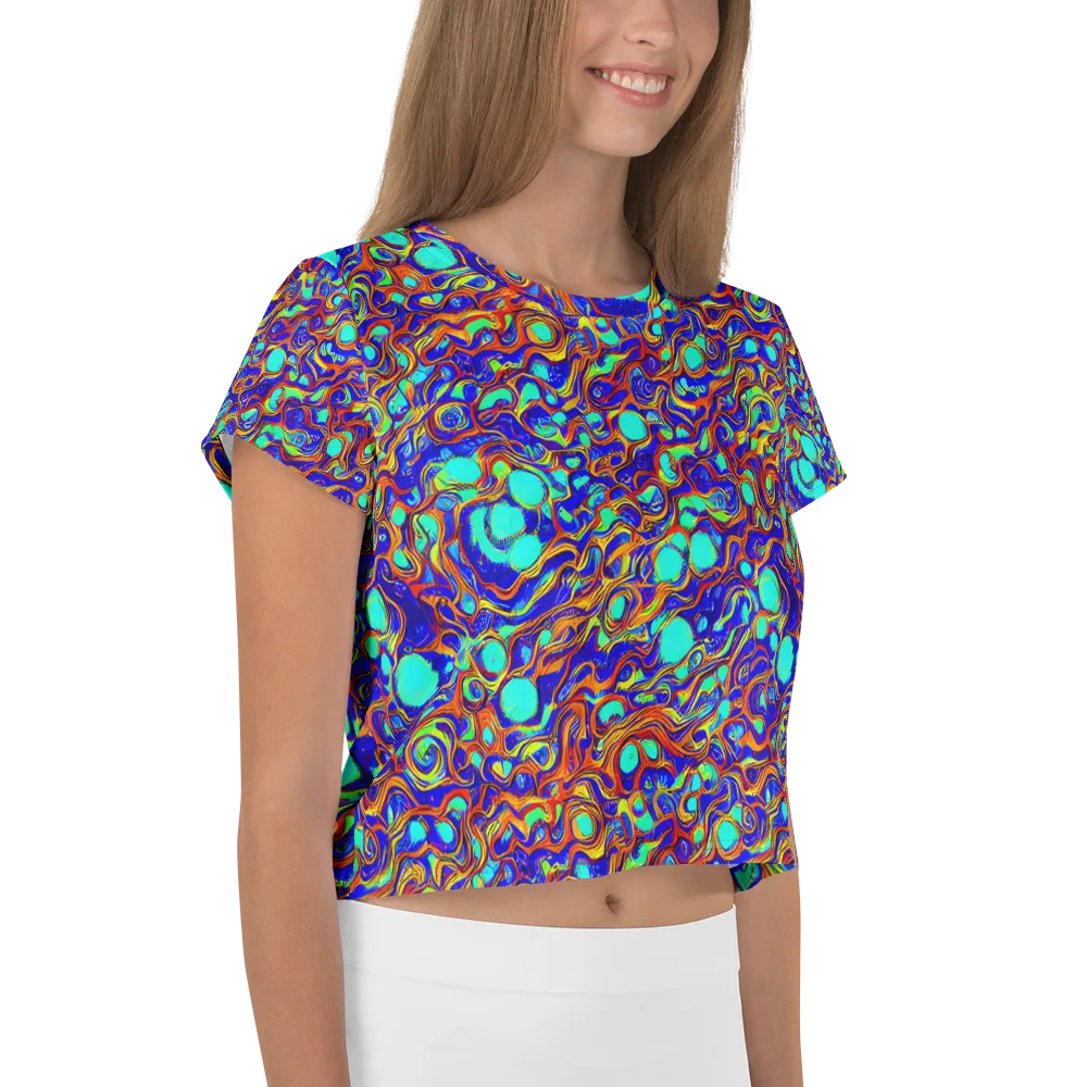 Aqua Flame on Crop Tee — Right