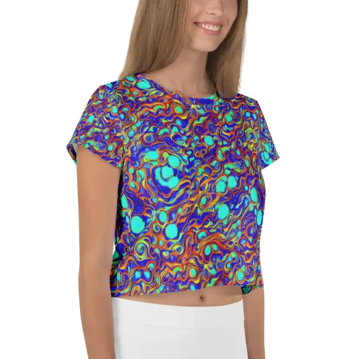 Aqua Flame on a Crop Tee
