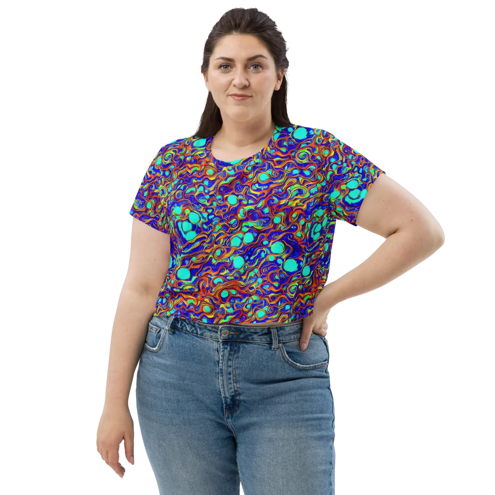 Aqua Flame on Crop Tee — Front