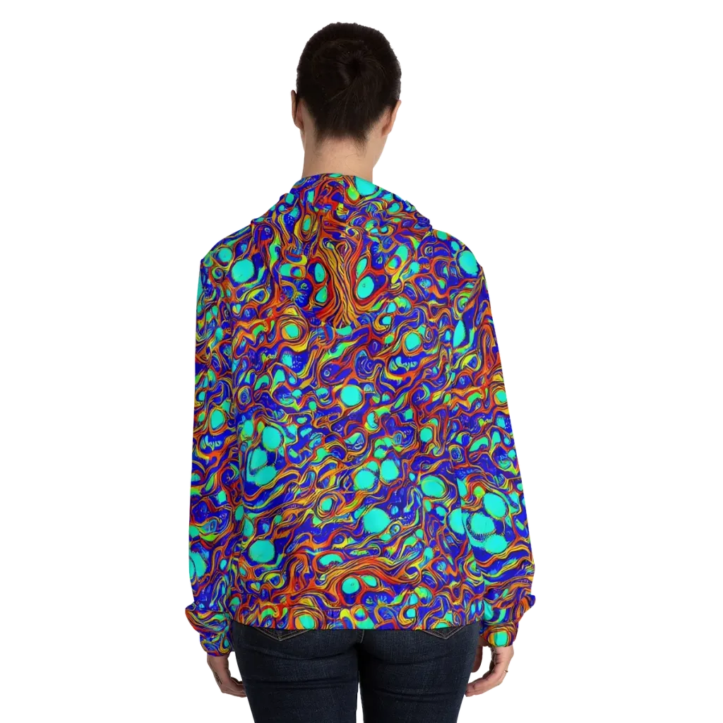 Aqua Flame on Women's Full-Zip Hoodie — Back On Person
