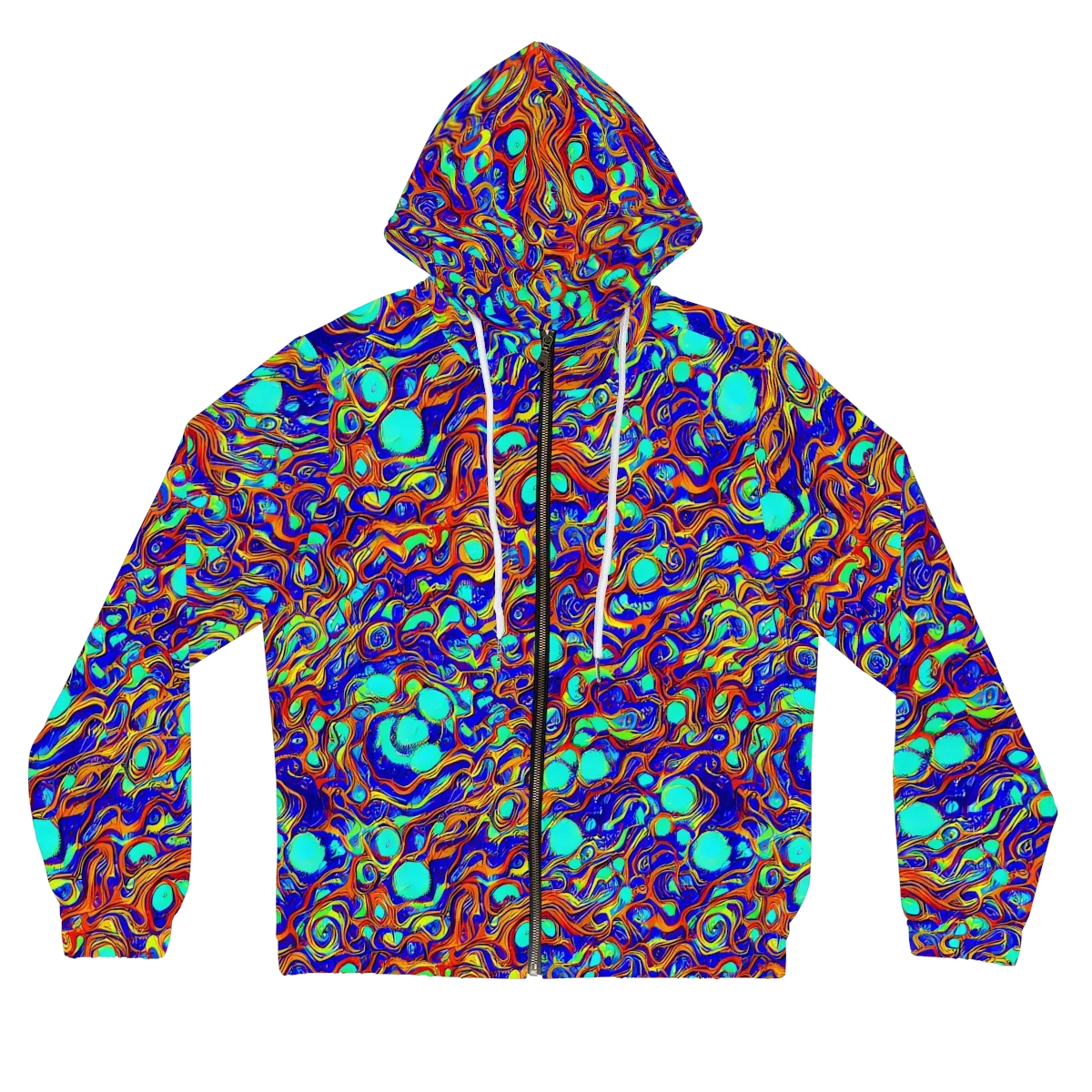 Aqua Flame on Women's Full-Zip Hoodie — Front