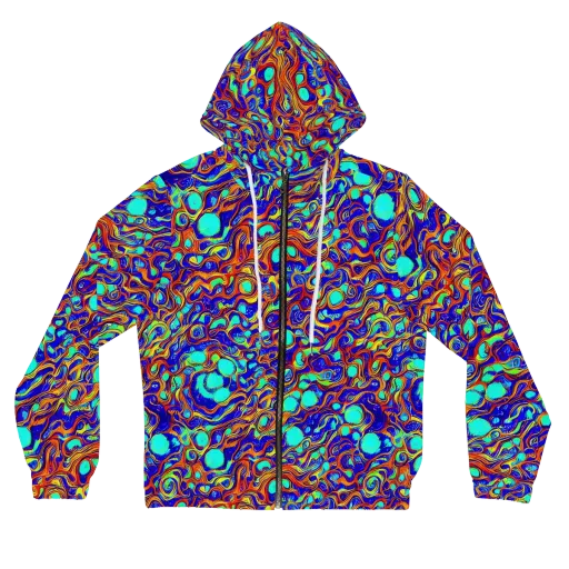 Aqua Flame on a Women's Full-Zip Hoodie