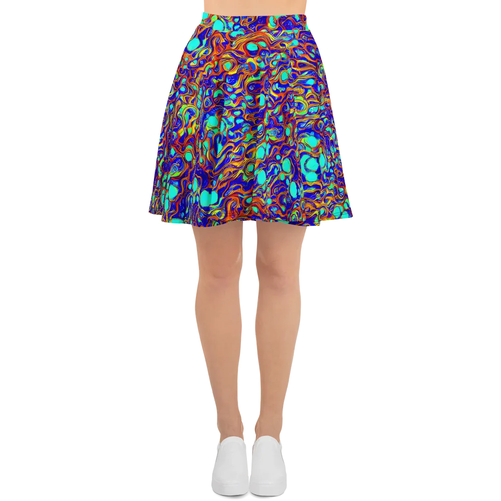 Aqua Flame on Skater Skirt — Front