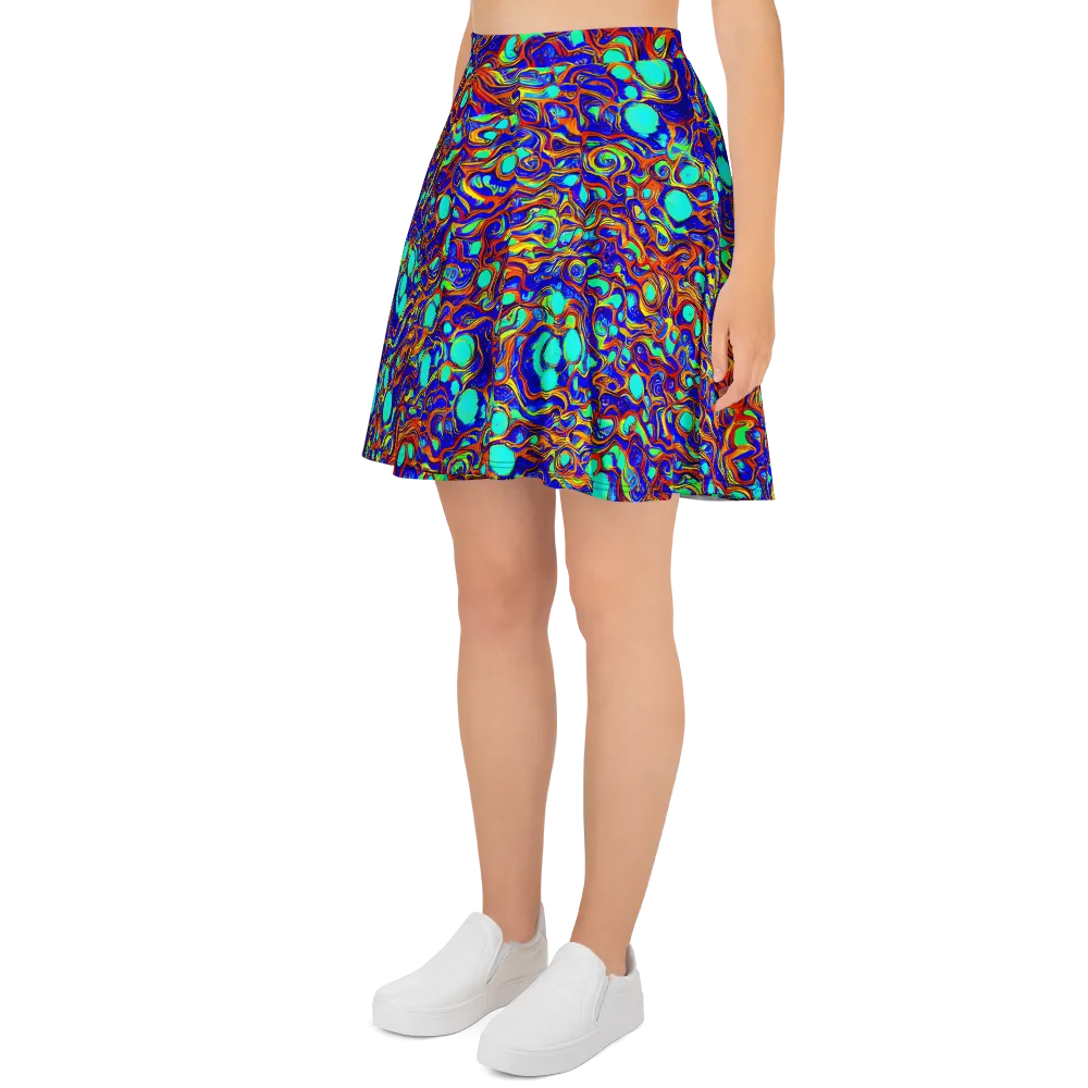 Aqua Flame on Skater Skirt — Left
