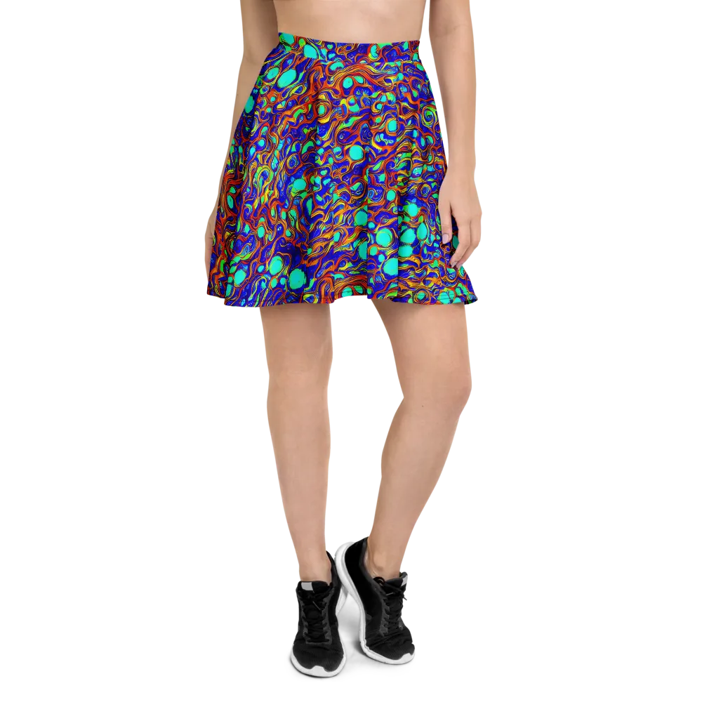 Aqua Flame on Skater Skirt — Front