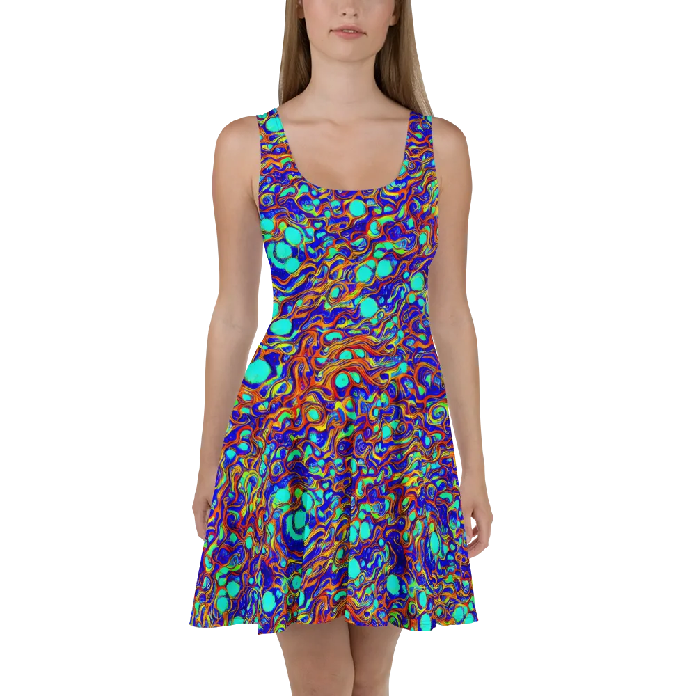 Aqua Flame on Skater Dress — Front