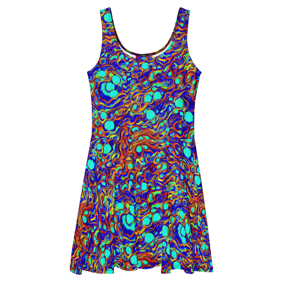 Aqua Flame on Skater Dress — Front
