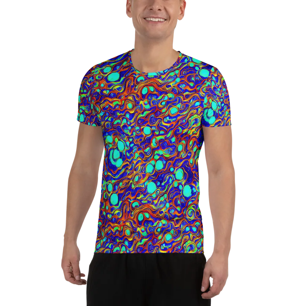 Aqua Flame on Men's Athletic T-Shirt — Front