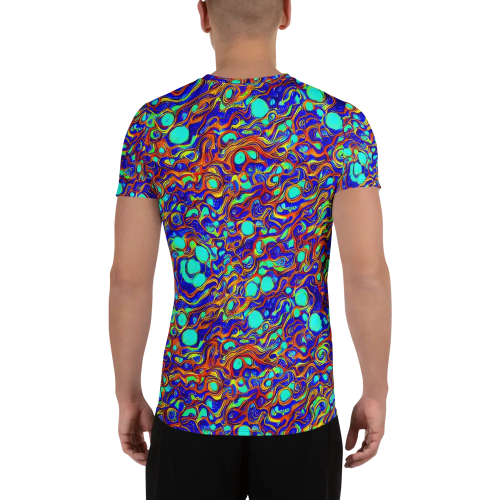 Aqua Flame on Men's Athletic T-Shirt — Back