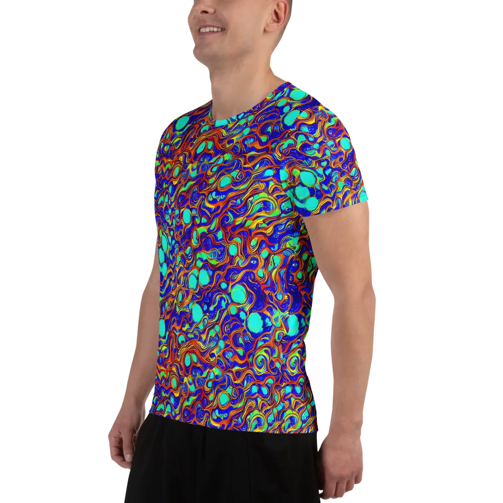 Aqua Flame on Men's Athletic T-Shirt — Left
