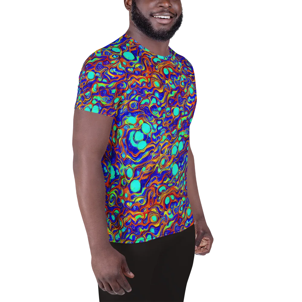 Aqua Flame on Men's Athletic T-Shirt — Right