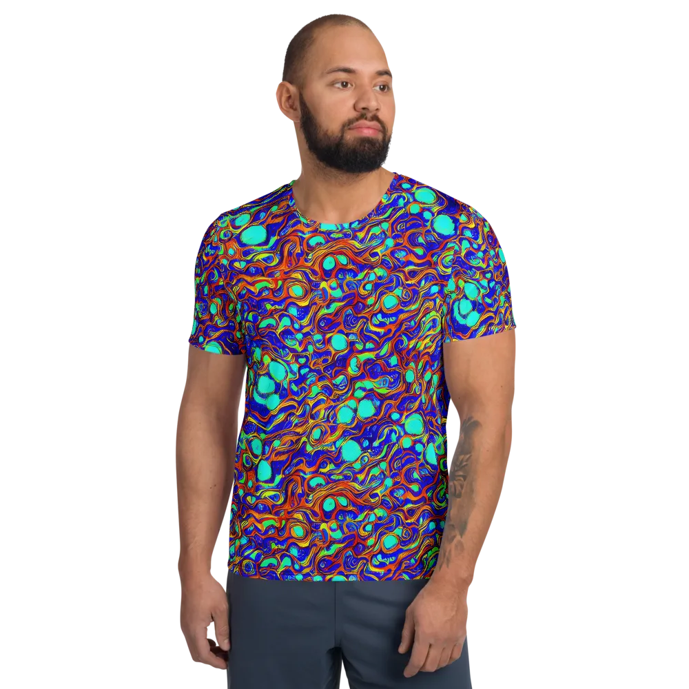 Aqua Flame on Men's Athletic T-Shirt — Front