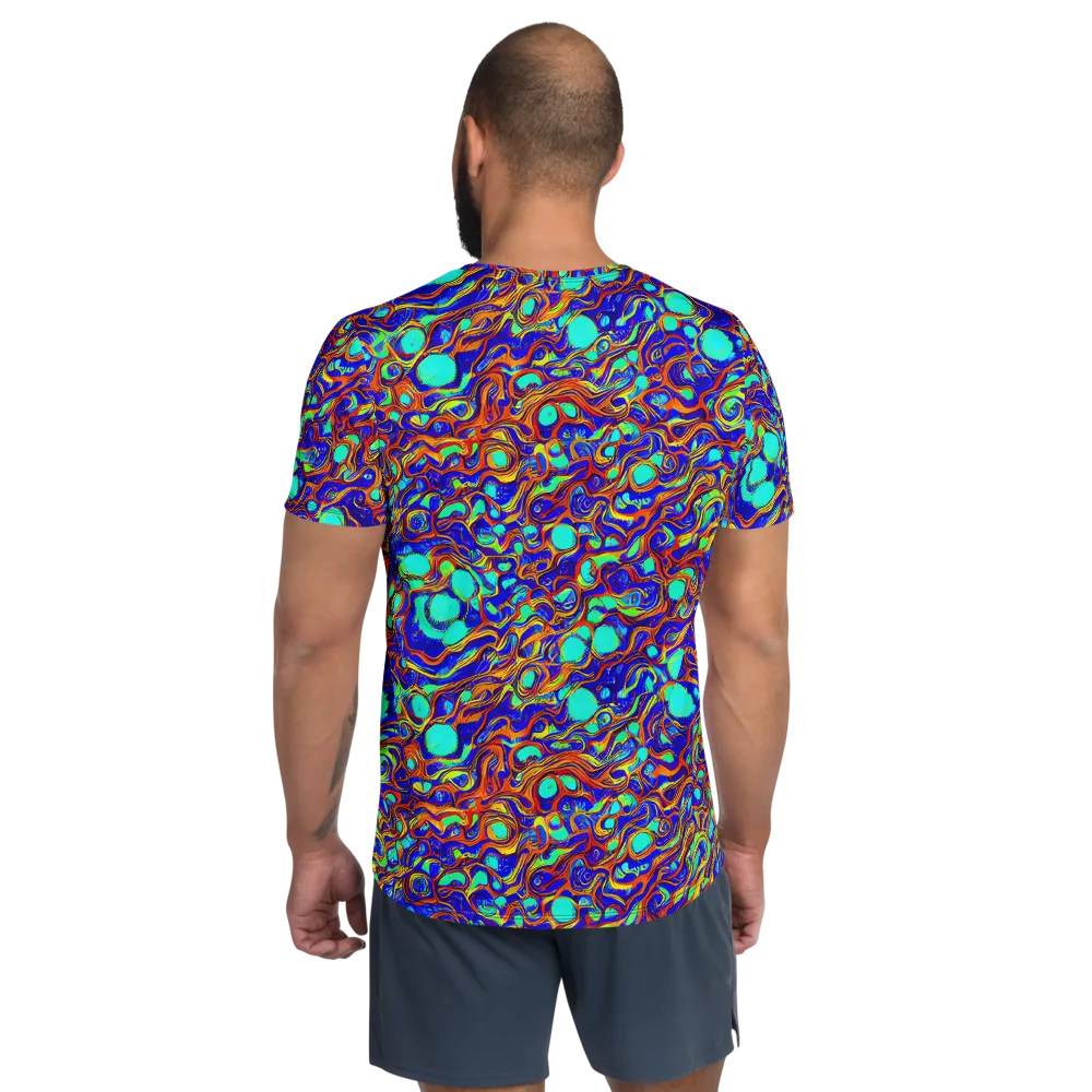 Aqua Flame on Men's Athletic T-Shirt — Back