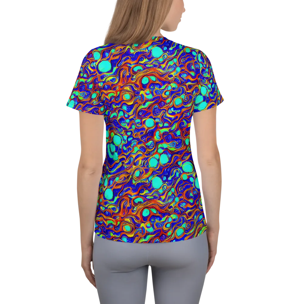 Aqua Flame on Women's Athletic T-Shirt — Back