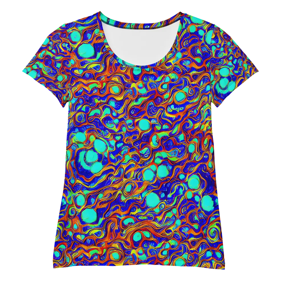 Aqua Flame on Women's Athletic T-Shirt — Front