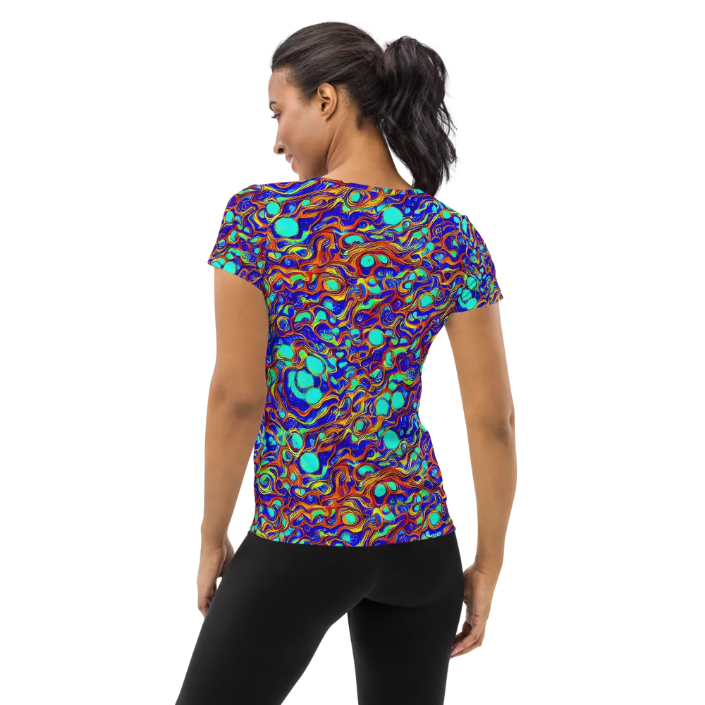 Aqua Flame on Women's Athletic T-Shirt — Back