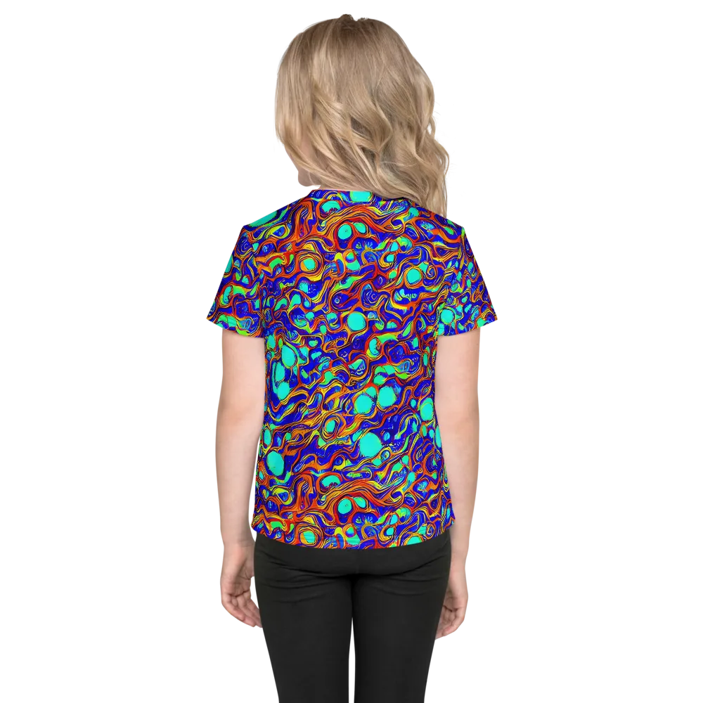 Aqua Flame on Kids Crew Neck T-Shirt — Back